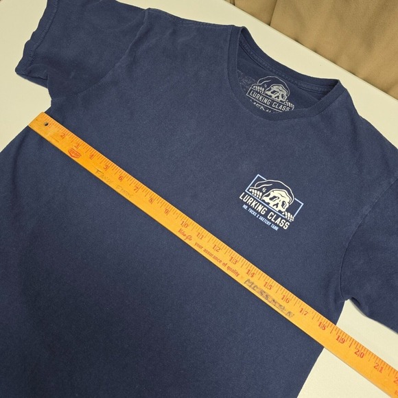 Lurking Class Shirt Mens Medium Blue Graphic Skeleton Tee Short Sleeve READ - Picture 7 of 9